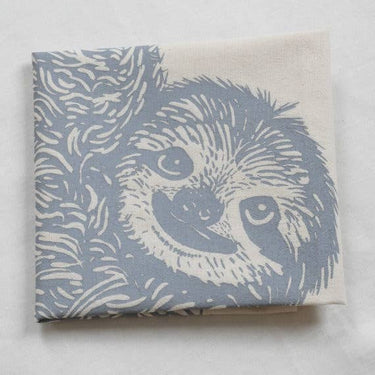 Organic Cotton Sloth Tea Towel in Grey - Sloth Kitchen Towel