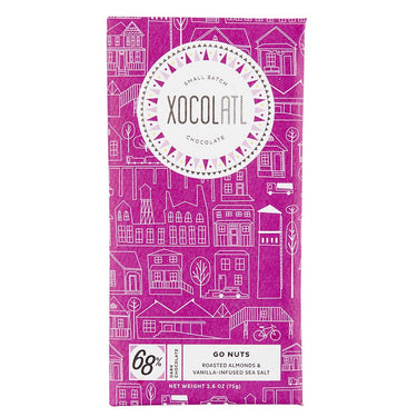 Xocolatl Go Nuts 68% Dark Chocolate Bar