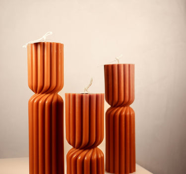 ribbed pillar candles