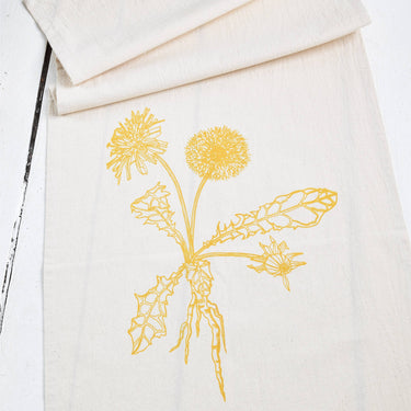 Dandelion Tea Towel - Mustard Yellow - Kitchen Decor - Gifts