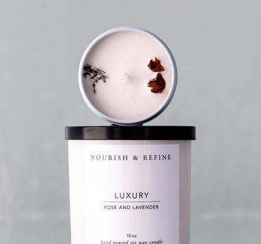 luxury rose and lavender candle